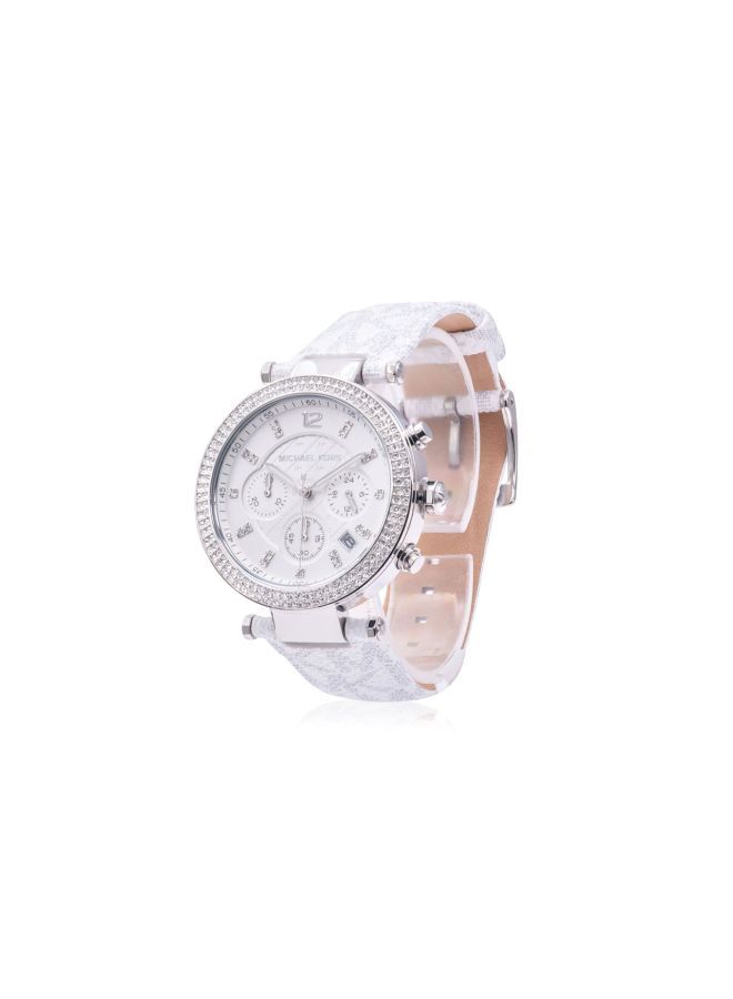 MK Women's Parker Chronograph Wrist Watch MK7226 - 39mm - White - Image 2