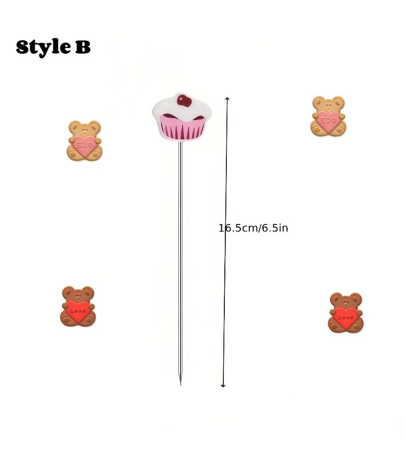Pink Cake Detection Needle For Cupcakes Bread Muffins Stainless Steel Baking Tool Model B - Image 5
