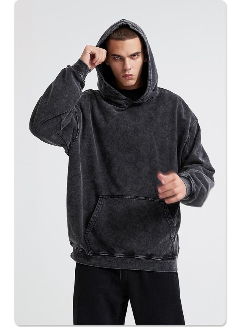 NIBEMINENT American Retro  Sweatshirt for Men and Women Spring and Autumn Washed Vintage  Loose Hooded Jacket - Image 2