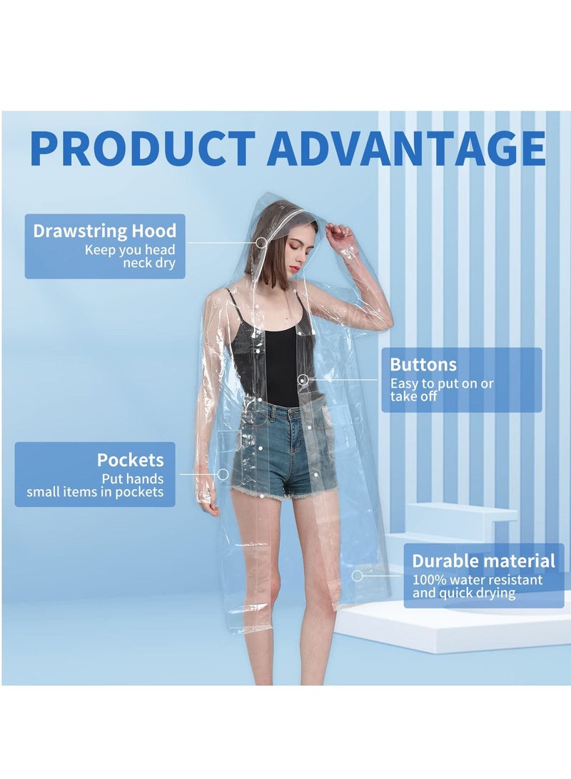 SYOSI Rain Ponchos Transparent Raincoat Fashion Reusable Eva Raincoats With Hood For Adults Clear Raincoat For Women And Men - Image 4