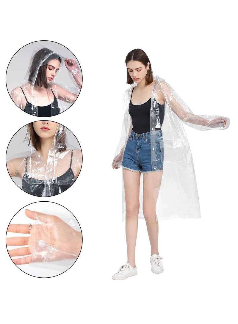 SYOSI Rain Ponchos Transparent Raincoat Fashion Reusable Eva Raincoats With Hood For Adults Clear Raincoat For Women And Men - Image 1