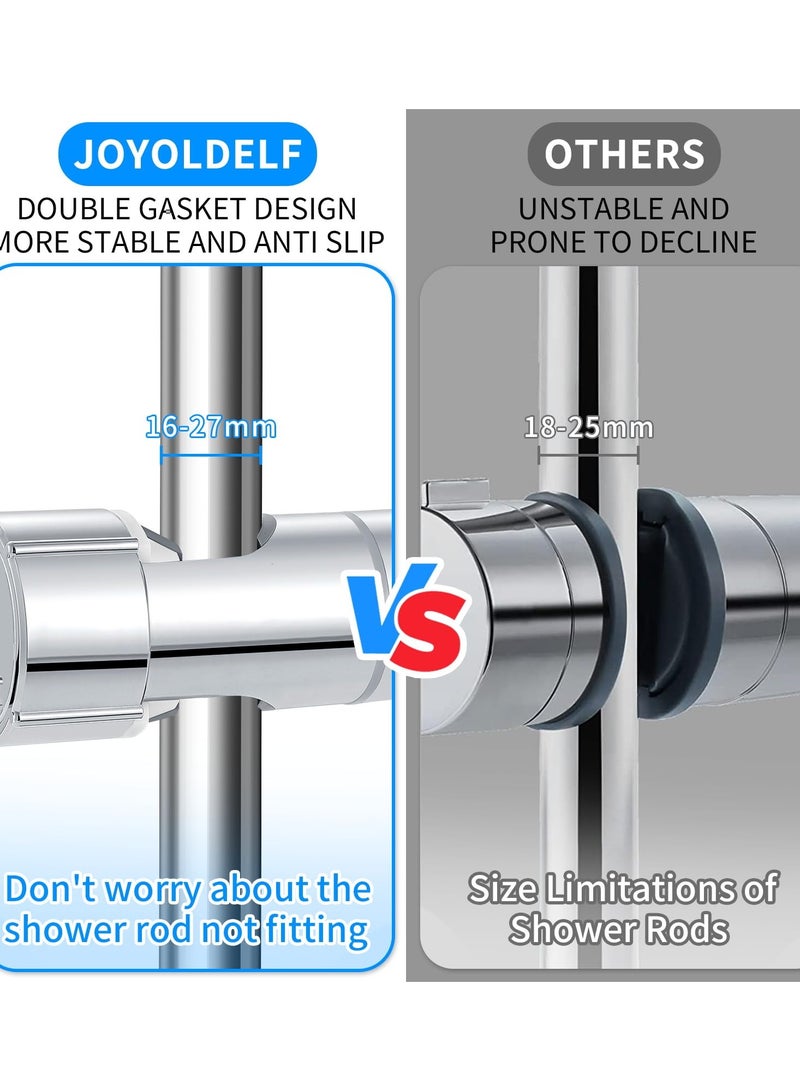 Excefore Shower Head Holder, Shower Holder Bracket 16-27 mm Diameter Chrome-Plated + ABS Design Hand Adjustable Shower Head Holders Replacement Easy Installation for Slide Rod Includes 2 Hooks  - Image 3