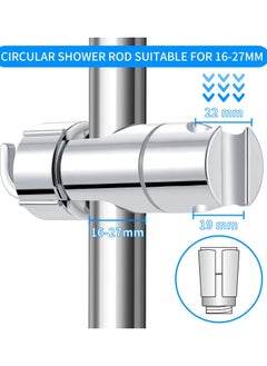 Excefore Shower Head Holder, Shower Holder Bracket 16-27 mm Diameter Chrome-Plated + ABS Design Hand Adjustable Shower Head Holders Replacement Easy Installation for Slide Rod Includes 2 Hooks  - Image 2