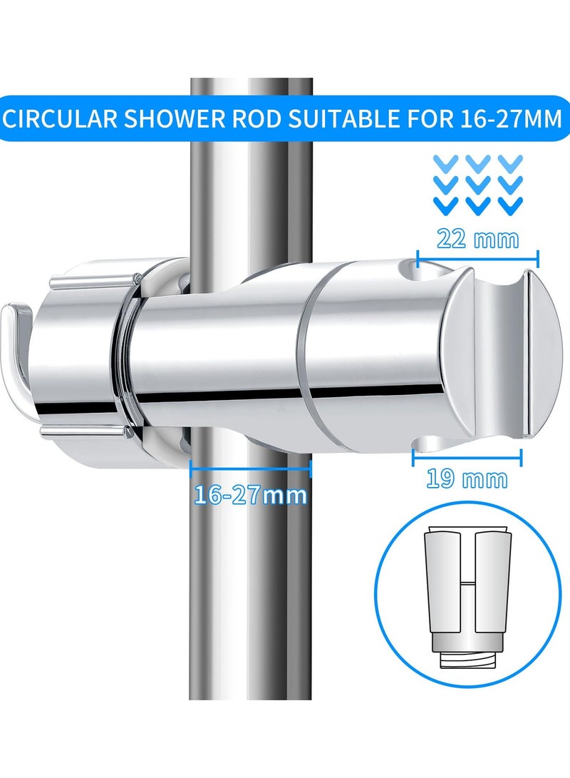 Excefore Shower Head Holder, Shower Holder Bracket 16-27 mm Diameter Chrome-Plated + ABS Design Hand Adjustable Shower Head Holders Replacement Easy Installation for Slide Rod Includes 2 Hooks  - Image 2