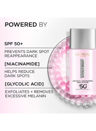 لوريال باريس واقي الشمس غليكوليك برايت UV السائل بمعامل حماية +SPF 50 PA++++، مضاد للبقع الداكنة، غني بحمض الغليكوليك والنياسيناميد، يقلّل من البقع الداكنة – 50 مل. - view 4