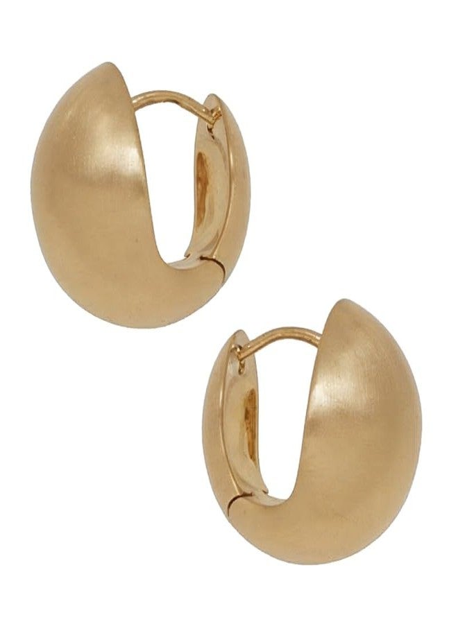 SweYone Chunky Matte Gold Half Hoop Earrings for Women, Vintage Matte Dome Huggie Hoops, Trendy Minimalist Statement Earrings - Image 1