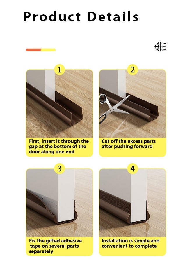 Generic Draft Stoppers,Door Draft Stopper,door gap windbreak strip, door bottom sealing strip, door frame, glass door, weatherproof door bottom gap strip,Door Sweep for Exterior & Interior Doors,Noise reduction sealing strip ,Bedroom door silent, foot gap barrier strip self-adhesive,93CM  ﻿Length Under Door Seal  - Image 3