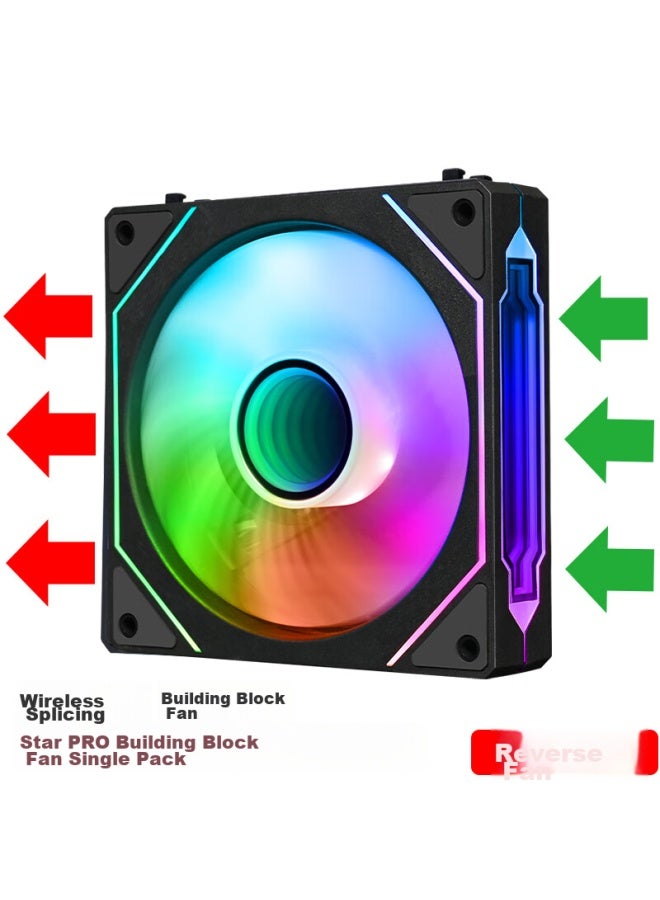 Play Jia Wanjia Xingchen Pro Building Block Fan, Black, Single Pack, 12cm Water Cooling Case Fan Module, Wireless Splicing/argb Light Synchronization/pwm Temperature Control - Image 1