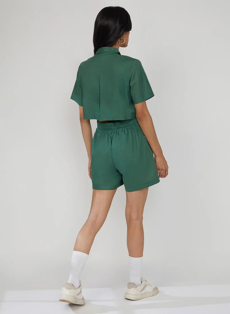 PINACOLADA Women's Forest Green Solid Utility Playsuit