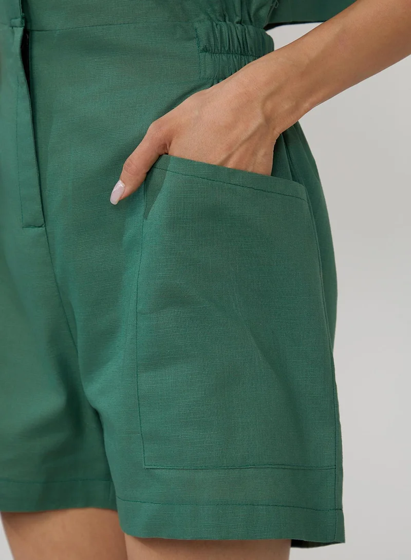 PINACOLADA Women's Forest Green Solid Utility Playsuit