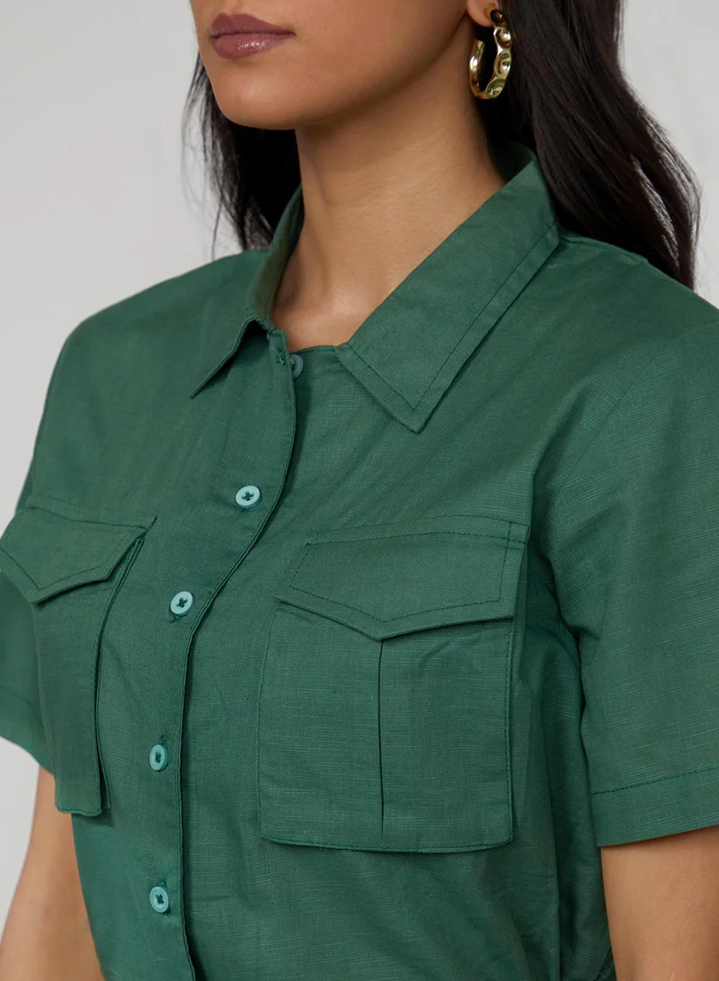 PINACOLADA Women's Forest Green Solid Utility Playsuit