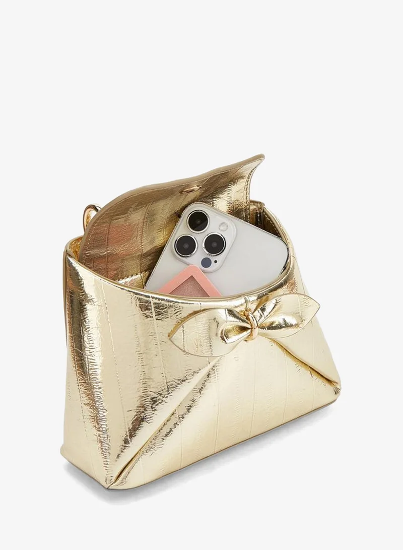 Celeste GOLD Bow Accent Crossbody Bag With Top Handle for Women | Best Price UAE