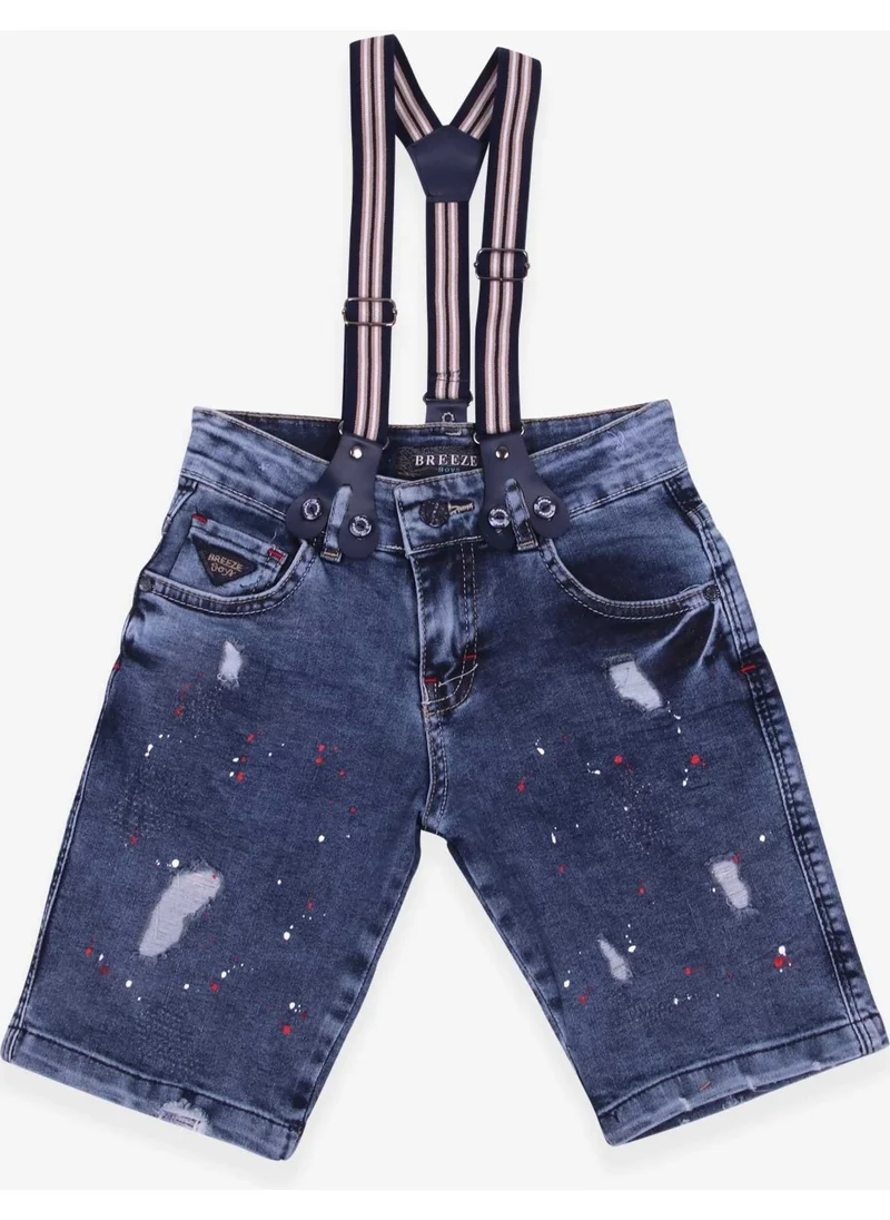 بريز Boys Denim Shorts Hanging Paint Pattern Blue (6-12 Ages)