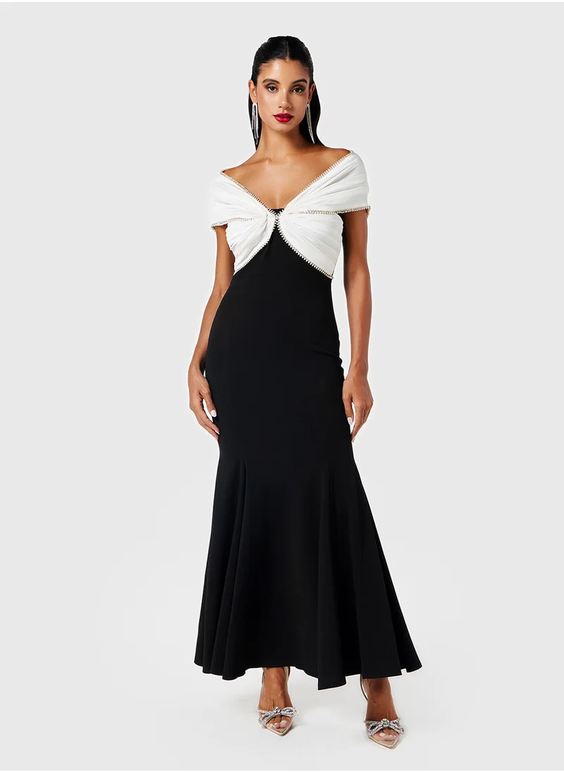 Threadz by Ajooni Off Shoulder Monochrome Dress