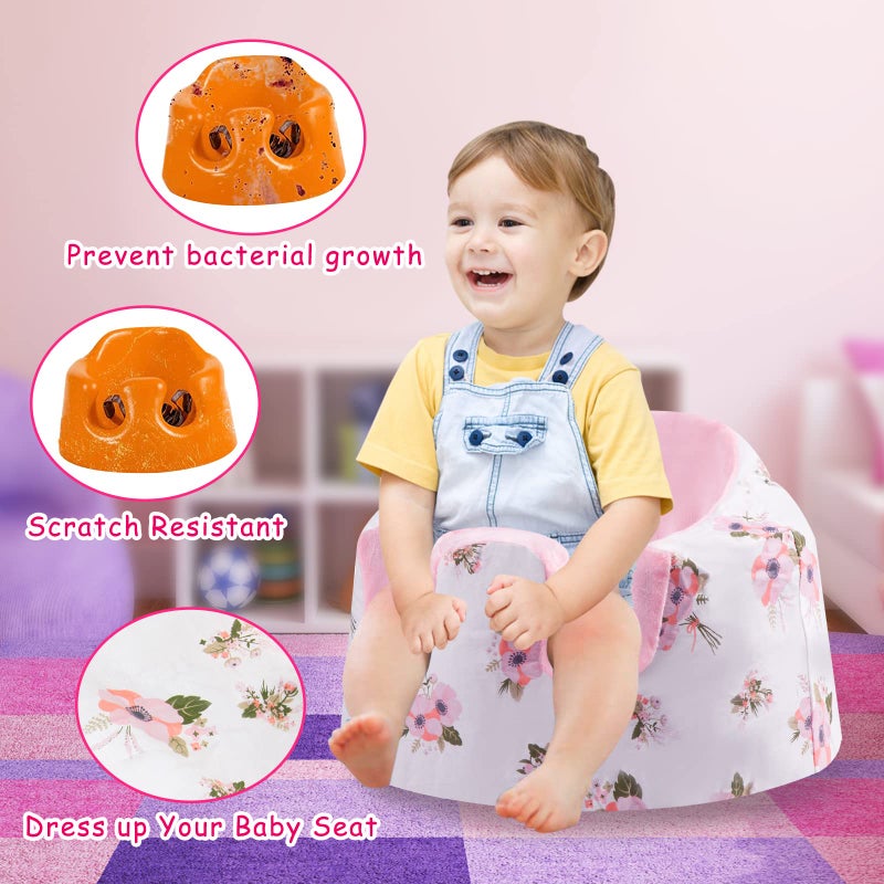 SMTTW Seat Cover Compatible with Bumbo Seat, Summer Cooling Breathable Seat Cover for Baby Boy Girl (White Flower) - Image 3