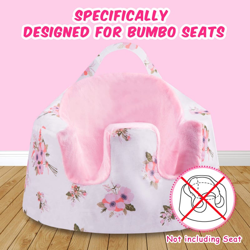 SMTTW Seat Cover Compatible with Bumbo Seat, Summer Cooling Breathable Seat Cover for Baby Boy Girl (White Flower) - Image 4