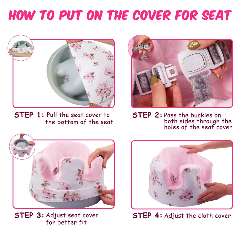 SMTTW Seat Cover Compatible with Bumbo Seat, Summer Cooling Breathable Seat Cover for Baby Boy Girl (White Flower) - Image 5