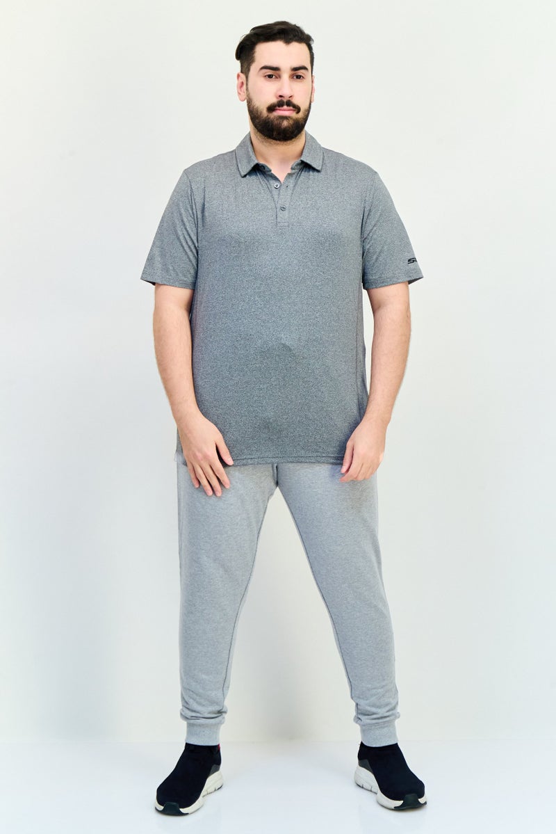 SKECHERS Men Sportswear Fit Short Sleeve Outdoor Polo Shirt, Grey - Image 3