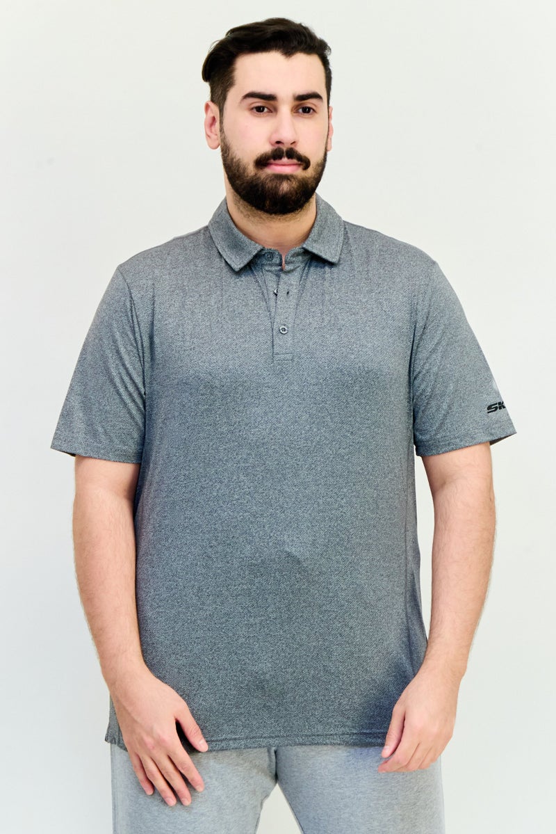 SKECHERS Men Sportswear Fit Short Sleeve Outdoor Polo Shirt, Grey - Image 1