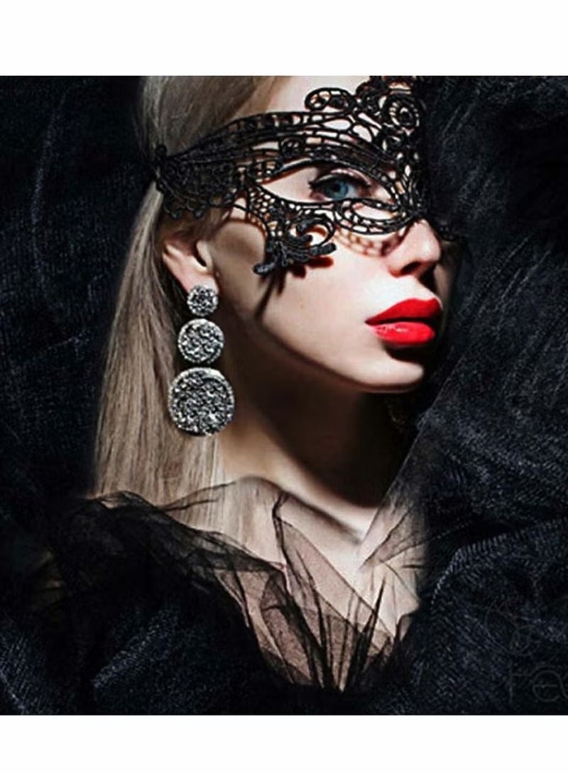 4 Pieces Women Lace Eye Mask, Masquerade Masks Mysterious Face Venetian Eyemask for Carnival Party Costume Ball, Black - Image 4