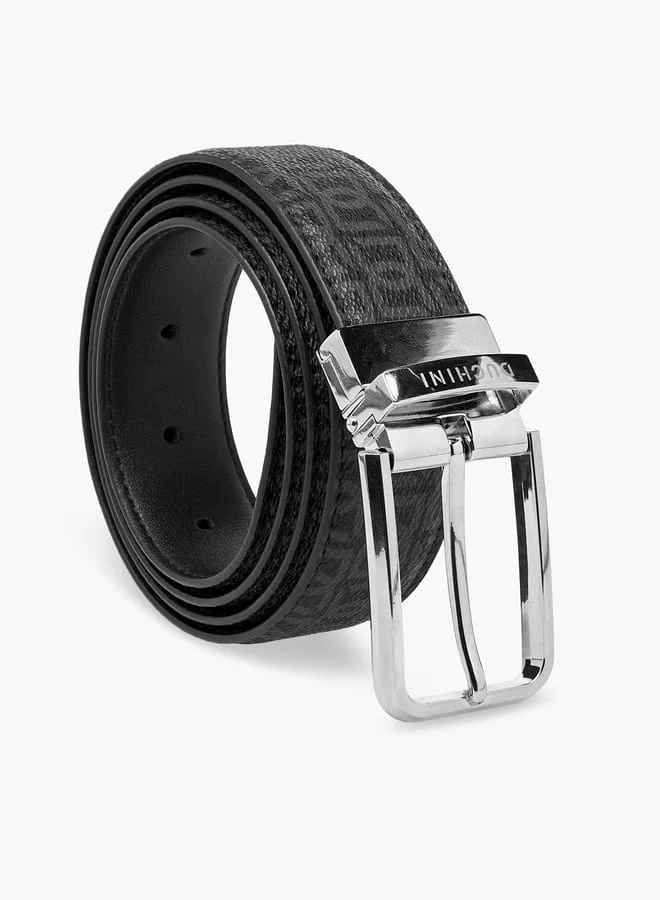 دوتشيني Men's Monogram Print Belt with Pin Buckle Closure