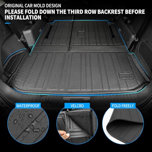 Bomely Floor Mats Compatible with 2020-2025 Toyota Highlander Cargo Liner Back Seat Cover Hybrid Fuel 2024 7 Seats Highlander Accessories (2020-2025,Floor Mats+Trunk Mat with Backrest Mat) - Image 2