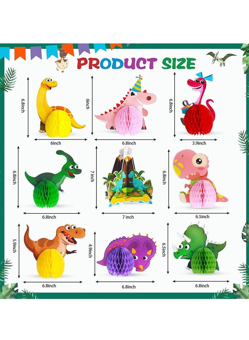 Centerpieces Dinosaur Party Honeycomb Table 3D Dinosaur Center Piece Table Topper Dinosaur Birthday Party Supplies Dinosaur Theme Baby Decorations Boy Birthday Party Supplies (9 Pcs) - Image 4