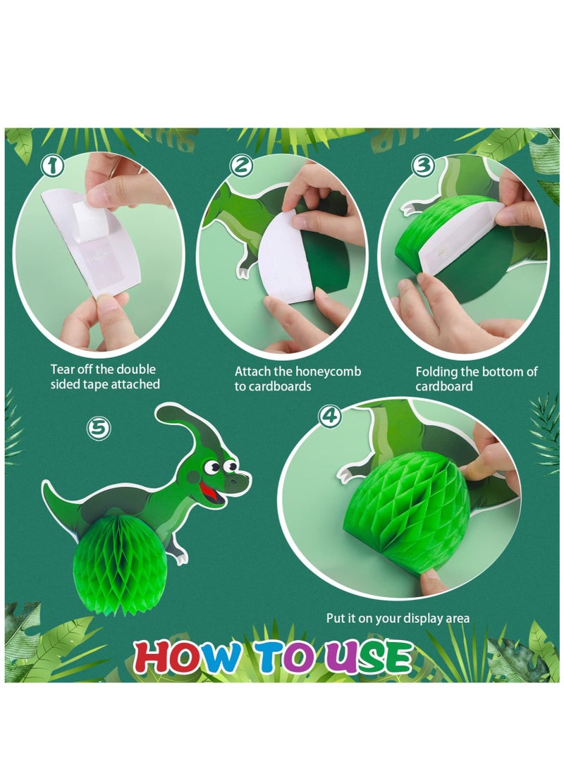 Centerpieces Dinosaur Party Honeycomb Table 3D Dinosaur Center Piece Table Topper Dinosaur Birthday Party Supplies Dinosaur Theme Baby Decorations Boy Birthday Party Supplies (9 Pcs) - Image 3