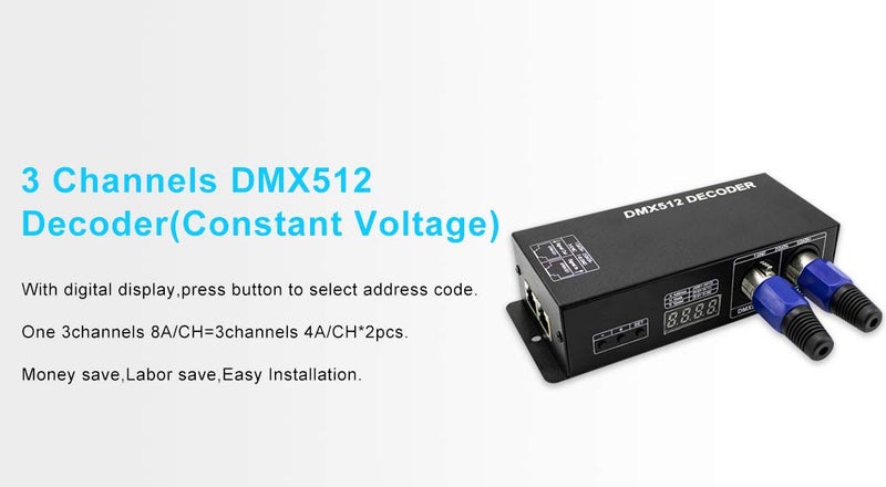Amki Dmx Controller 3CH dmx 512 controller Dmx Decoder for LED RGB Strip or Lights Dmx512 controller Digital Display Decoder, Dimming Driver DC12V-24V(3 Channel(with display)) - Image 5
