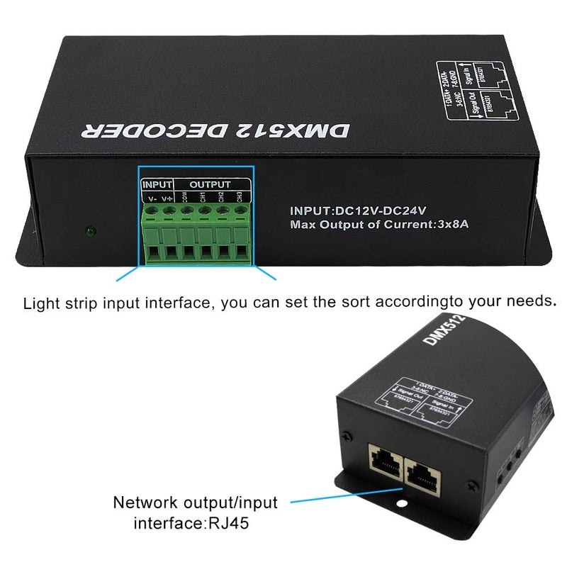 Amki Dmx Controller 3CH dmx 512 controller Dmx Decoder for LED RGB Strip or Lights Dmx512 controller Digital Display Decoder, Dimming Driver DC12V-24V(3 Channel(with display)) - Image 3