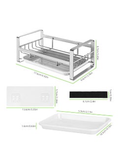 Zibuyu ZIBUYU® Sink Organiser in Kitchen Stainless Steel Soap Holder for Kitchen Flat and Wall Mounted Sink Dish Drainer Basket Kitchen Organiser with Detachable Drainage Tray  - Image 2
