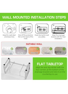 Zibuyu ZIBUYU® Sink Organiser in Kitchen Stainless Steel Soap Holder for Kitchen Flat and Wall Mounted Sink Dish Drainer Basket Kitchen Organiser with Detachable Drainage Tray  - Image 5