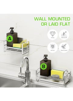 Zibuyu ZIBUYU® Sink Organiser in Kitchen Stainless Steel Soap Holder for Kitchen Flat and Wall Mounted Sink Dish Drainer Basket Kitchen Organiser with Detachable Drainage Tray  - Image 4