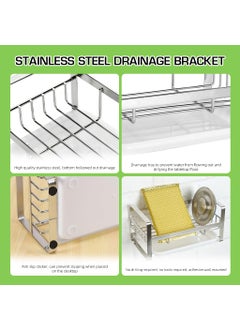 Zibuyu ZIBUYU® Sink Organiser in Kitchen Stainless Steel Soap Holder for Kitchen Flat and Wall Mounted Sink Dish Drainer Basket Kitchen Organiser with Detachable Drainage Tray  - Image 3