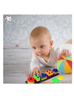 Storio Storio Geometric Angle Blocks, Sorting & Stacking Toys for Toddlers and Kids Preschool, Color Stacker Shape Sorter Gift Educational Blocks Learning Toy for 1 2 3 Years Boys and Girls, 26 Pcs  - Image 4