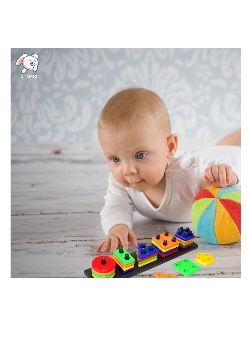 Storio Storio Geometric Angle Blocks, Sorting & Stacking Toys for Toddlers and Kids Preschool, Color Stacker Shape Sorter Gift Educational Blocks Learning Toy for 1 2 3 Years Boys and Girls, 26 Pcs  - Image 4