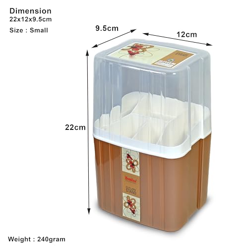 Homfine Kitchen Cutlery Stand with Lid, 4 Compartments, Small Storage Organiser for Kitchen Counter, Office Supplies, Home (Colour May Vary) 1Pc - Image 2