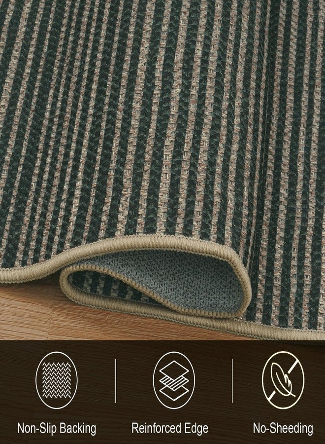 لايف بوكس سجادة لايف بوكس العصرية بألوان قوس قزح سهلة الغسل من الجوت، مقاس 5x7، مناسبة لغرفة المعيشة والفناء والمنزل الريفي، سجادة أرضية محايدة مانعة للانزلاق للمكتب والفناء الخلفي (5x7 قدم، أخضر) - Image 4