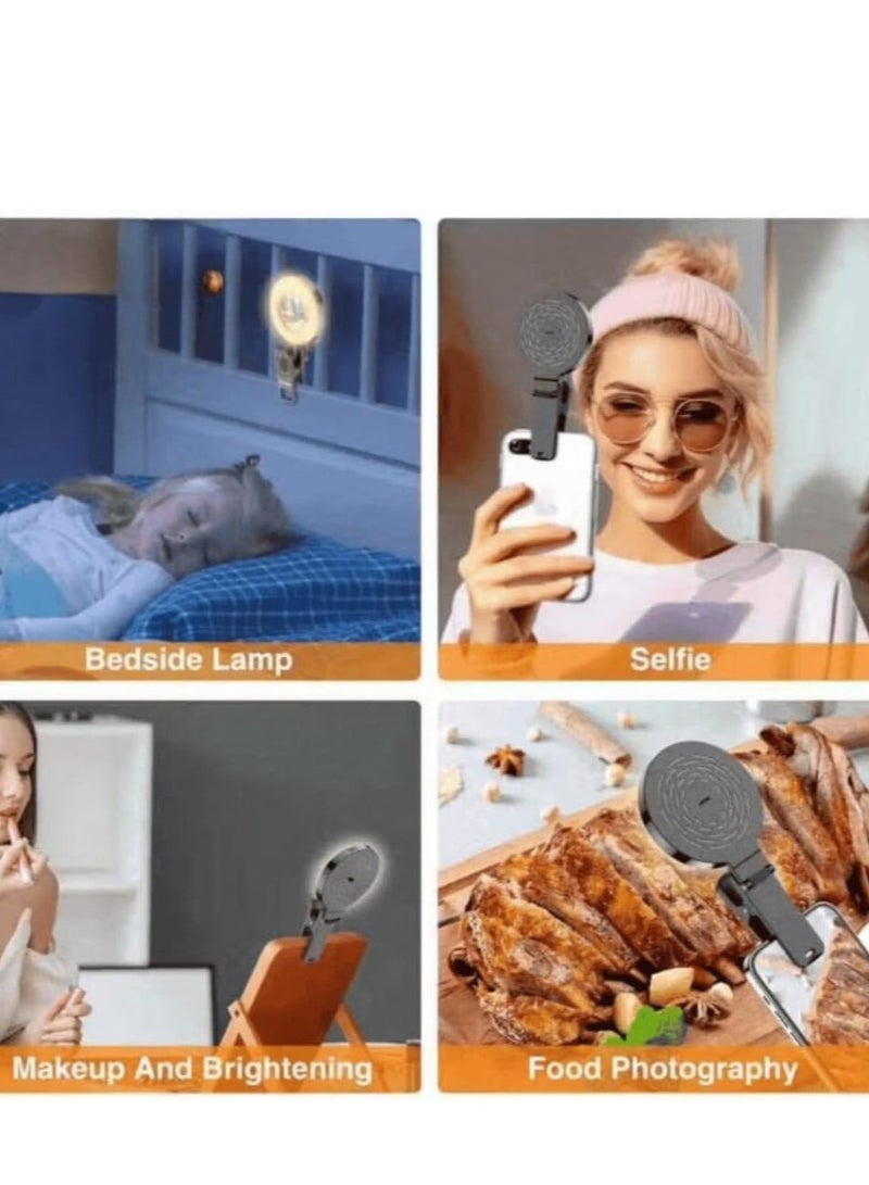 التخطيط مصباح حلقي صغير محمول بمشبك ومرآة: إضاءة احترافية فورية لصور سيلفي ومكياج وفيديوهاتك! ارتقِ بمستوى صورك وفيديوهاتك مع هذا المصباح الحلقي LED الصغير والمطور، المزود بمرآة مدمجة. يتميز بـ 6 أوضاع إضاءة ألوان وسطوع قابل للتعديل، مما يجعله مثاليًا لوضع المكياج، وتسجيل مدونات الفيديو، والتقاط صور سيلفي بإضاءة مثالية في أي مكان وزمان - Image 5