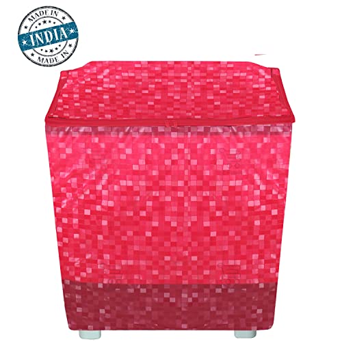 E-Retailer® Waterproof PVC Semi Automatic Washing Machine Cover With Zip Enclosure Suitable For 5kg to 8kg (Color-Red, Size-33x22x37 Inches) - Image 5