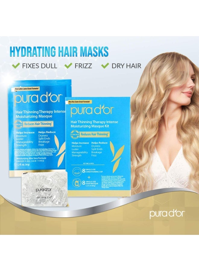 PURA D'OR Hair Thinning Therapy Intense Moisturizing Biotin Masque 1.2oz 8-Pack (9.6oz) Deeply Hydrating Treatment Hair Mask with Caffeine, Catalase for Thicker Hair, Men & Women (Packaging may vary) - Image 3