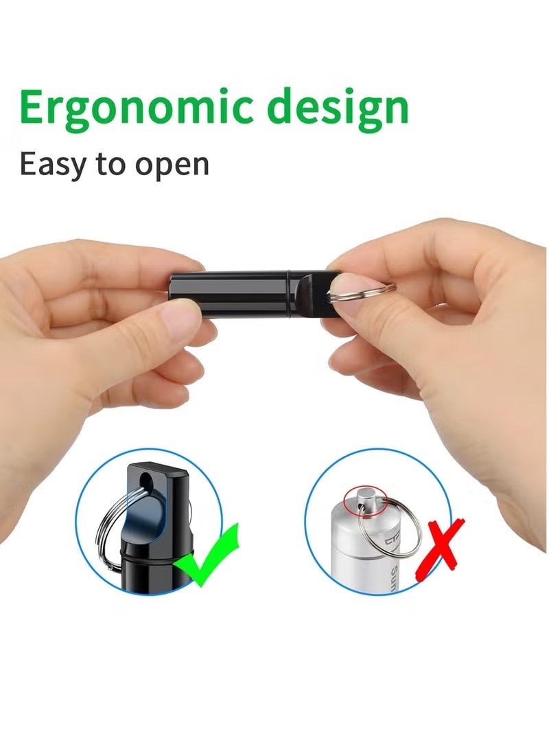 3pcs Small Aluminium Alloy Mini Portable Pill Pill Organizer Case , Box Keychain, Container for Purse, Waterproof Metal Pill Holder Medicine Bottle for Outdoor Camping Travel(Black+Silver+Red) - Image 4