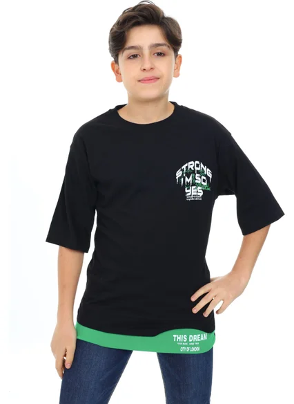 Angelos Girls Boy Garni Detailed Printed T-Shirt 9-14 Years LX7083