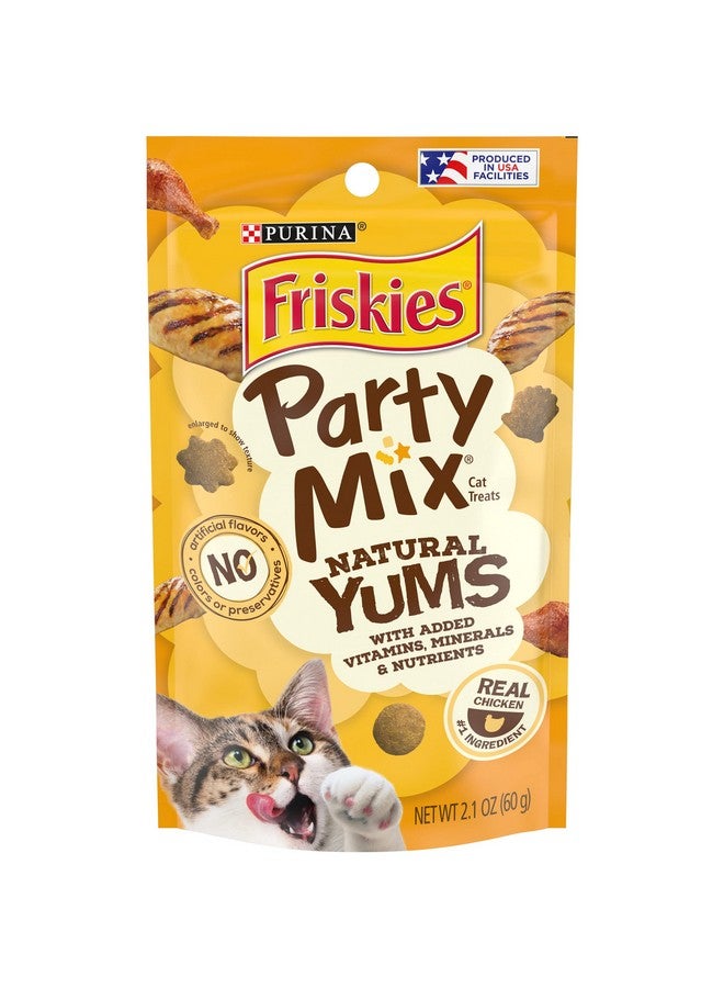 Friskies Purina Friskies Natural Cat Treats, Party Mix Natural Yums With Real Chicken & Vitamins, Minerals & Nutrients - (Pack of 10) 2.1 oz. Pouches - Image 1