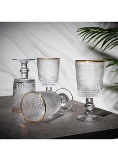 La Mesa 4 Pcs Juice Glass Set With Gold Rim  - Image 1
