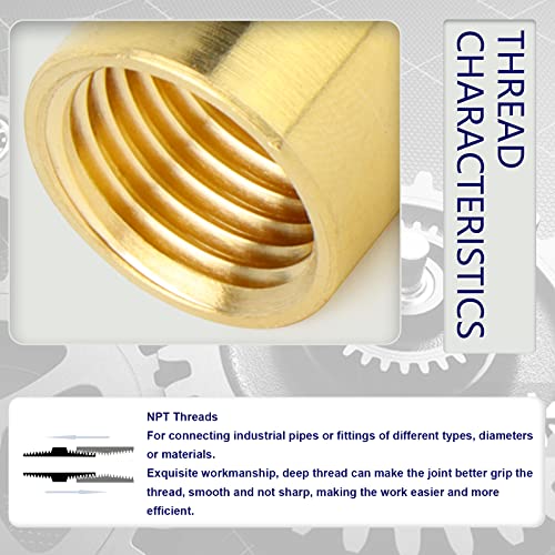 ChillWaves Brass Pipe Fitting, Hex Coupling 1/2" NPT Female x 1/2" NPT Female Thread Adapter(6-PACK) - Image 4