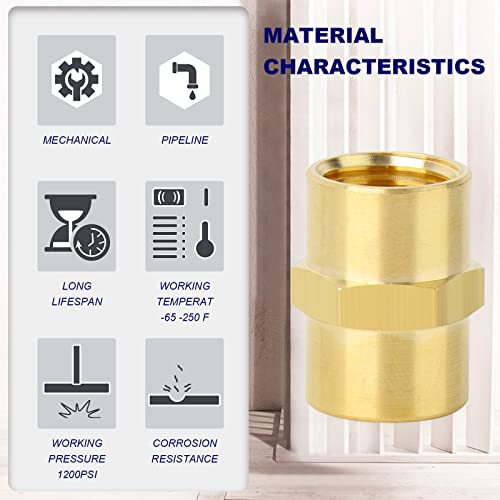 ChillWaves Brass Pipe Fitting, Hex Coupling 1/2" NPT Female x 1/2" NPT Female Thread Adapter(6-PACK) - Image 3
