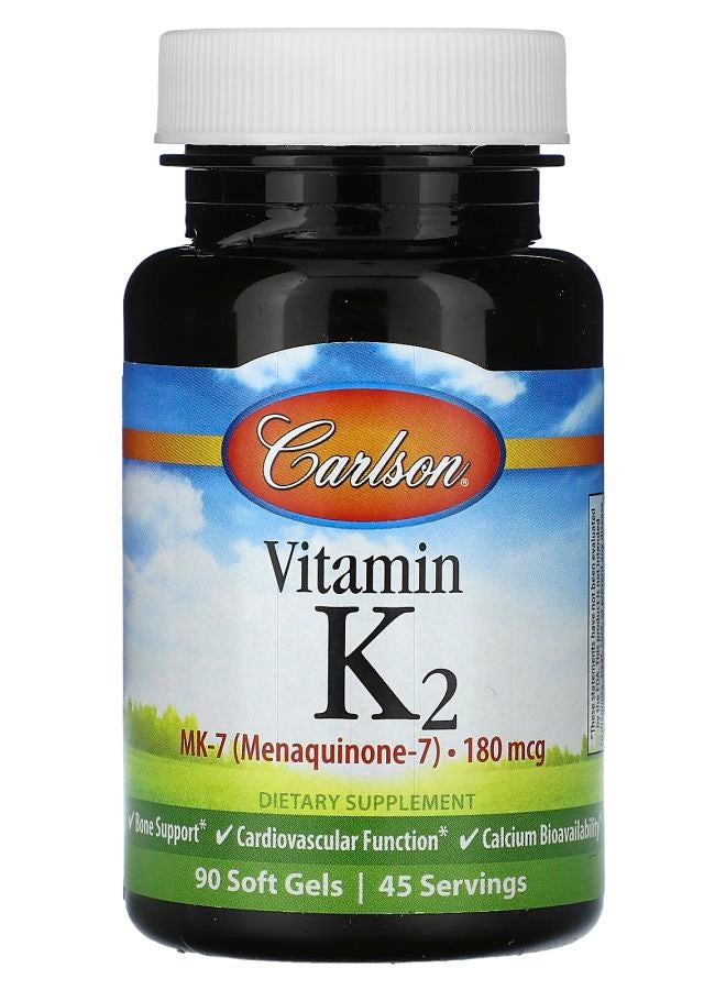 Carlson Vitamin K2 180 mcg 90 Soft Gels (90 mcg per Soft Gel)