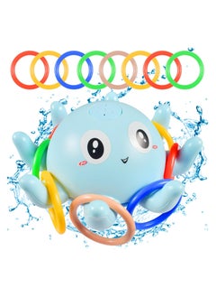 Dominy Baby Bath Toy Electric Sprinkler Octopus Bath Toy With Light And Music Automatically,With 8PCS Ring Toss, Spray Water Toys for Toddlers  - Image 1