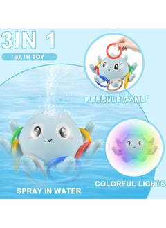 Dominy Baby Bath Toy Electric Sprinkler Octopus Bath Toy With Light And Music Automatically,With 8PCS Ring Toss, Spray Water Toys for Toddlers  - Image 3
